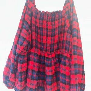 Red and Blue Plaid Torrid 3x Blouse